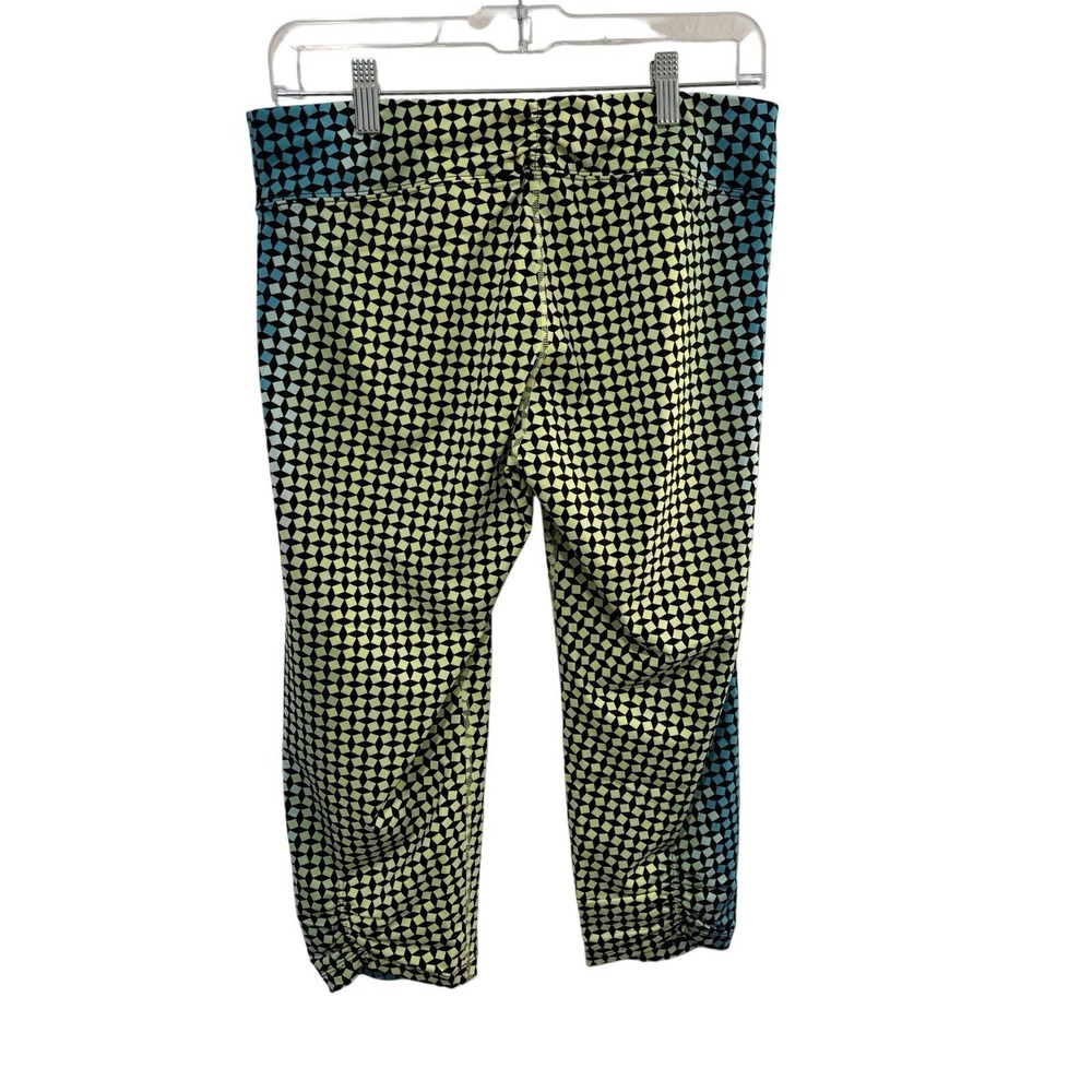Calvin Klein Performance Leggings Womens XL Green Blue Geometric Crop Quick Dry - Picture 5 of 6